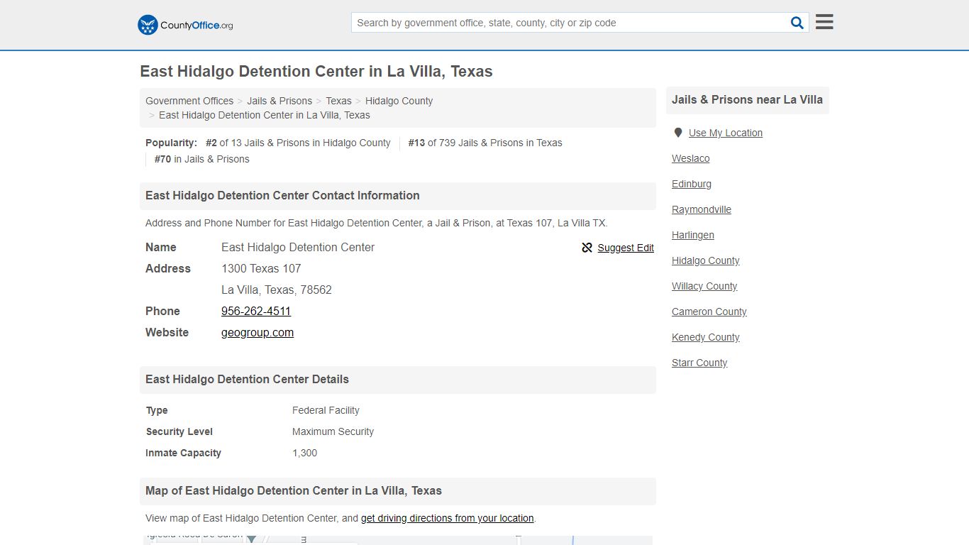 East Hidalgo Detention Center in La Villa, Texas - County Office